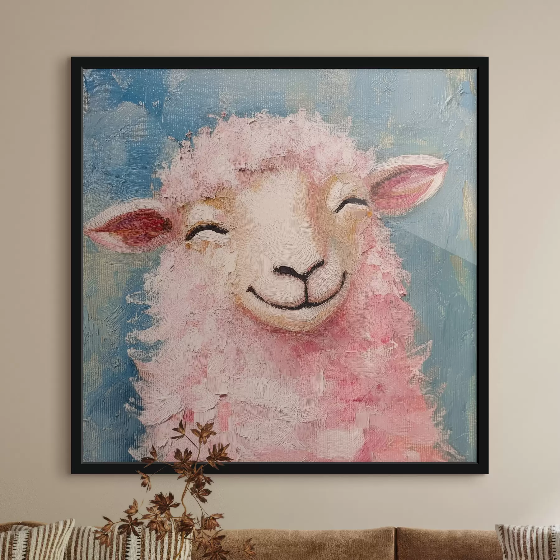 Pilt Rõõmsameelne jäär roosa villaga f39911