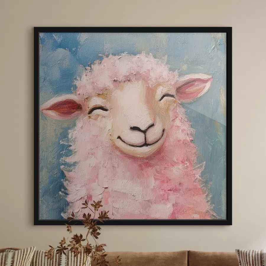 Fototapeedid Rõõmsameelne jäär roosa villaga f39911