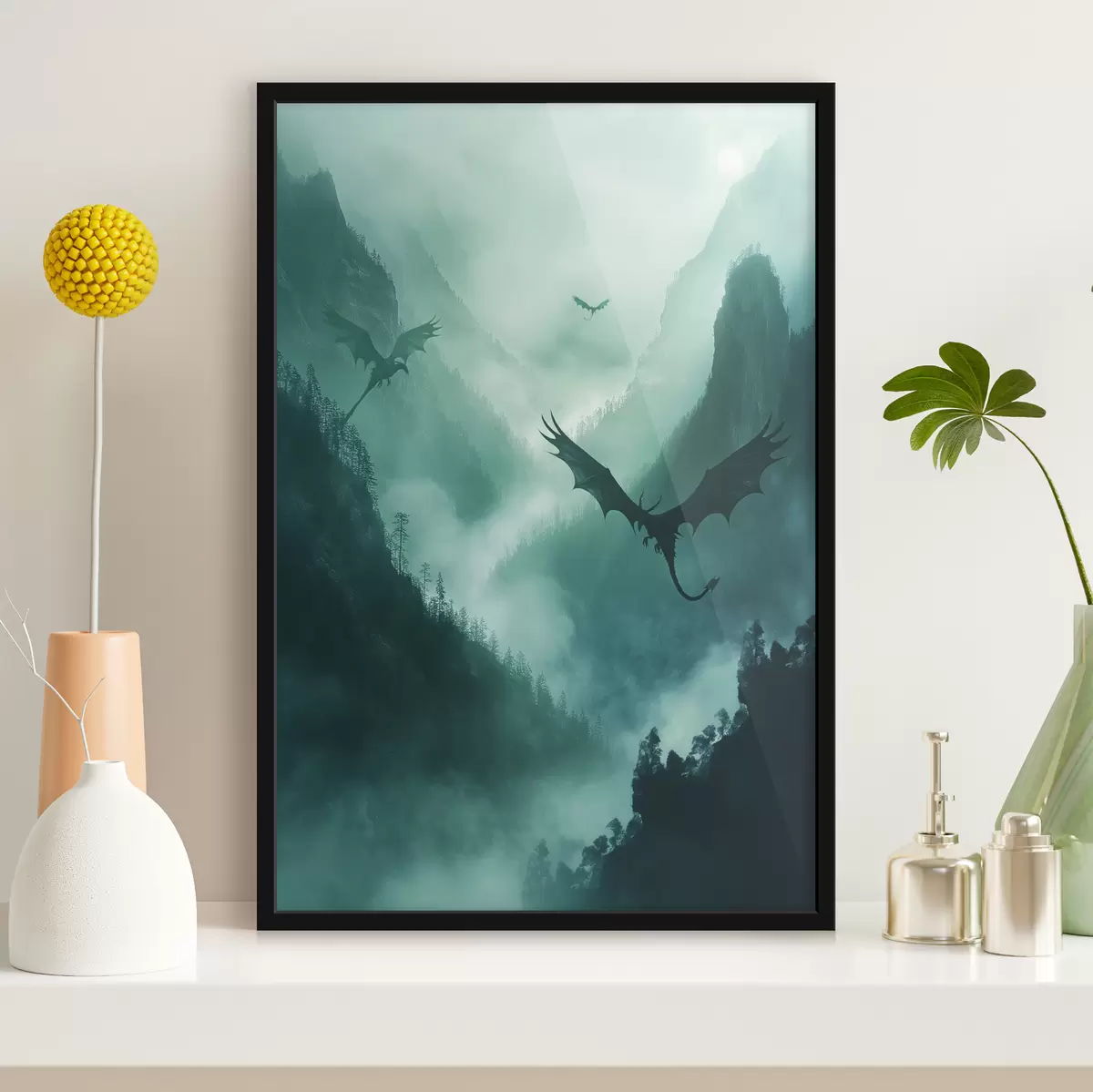 Plakat Kaks draakonit, roheline f40011