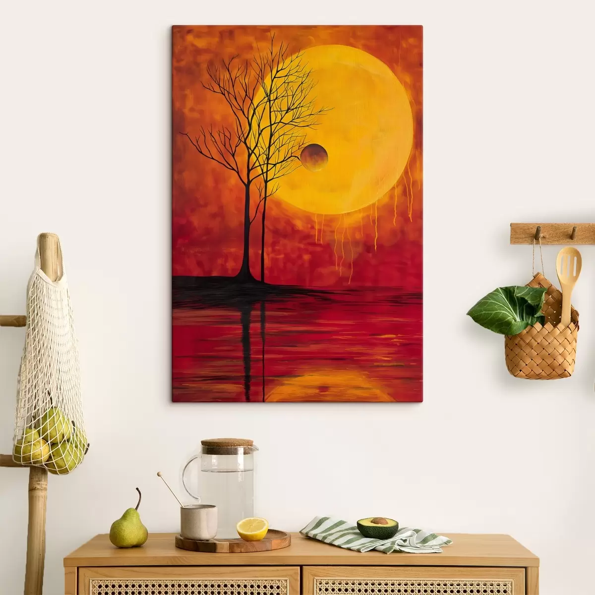 Pilt Abstraktsioon, päike, punane, kollane s40005