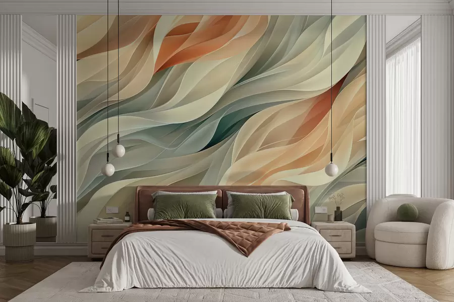 Fototapeedid Hüpnotiseeriv abstraktne disain soojades toonides pehmete pastelllainetega w01335v1