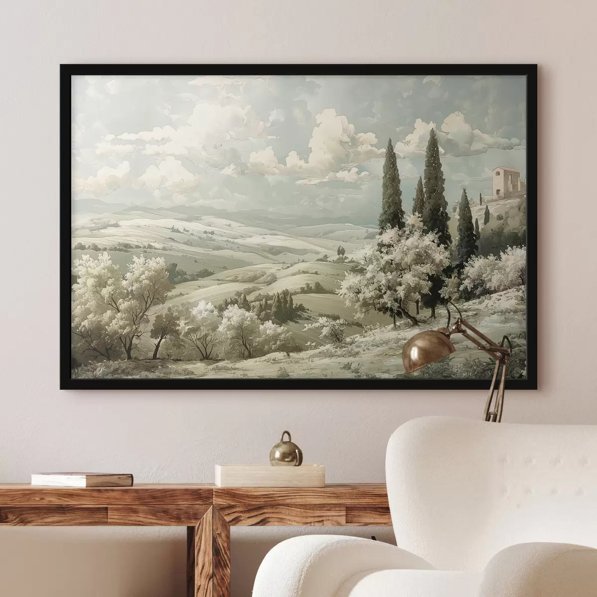 Plakat Suvine maastik, vintage stiil, pastellvärvid, akrüüljoonistus, loss f40084