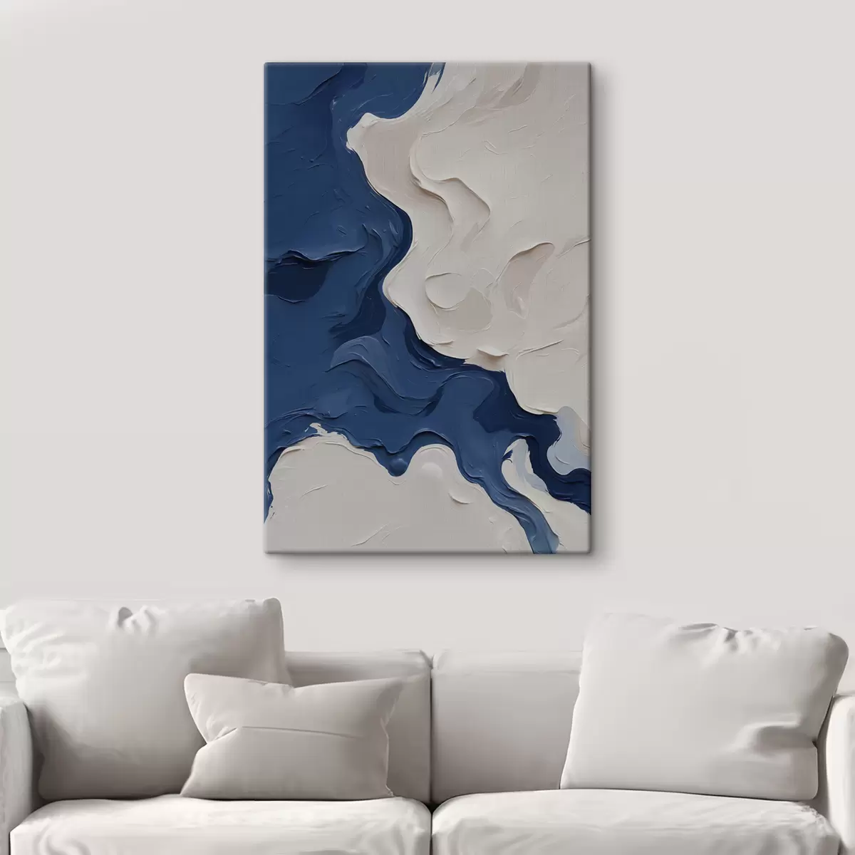 Pilt Abstraktsioon valge ja sinise õlivärviga s40058