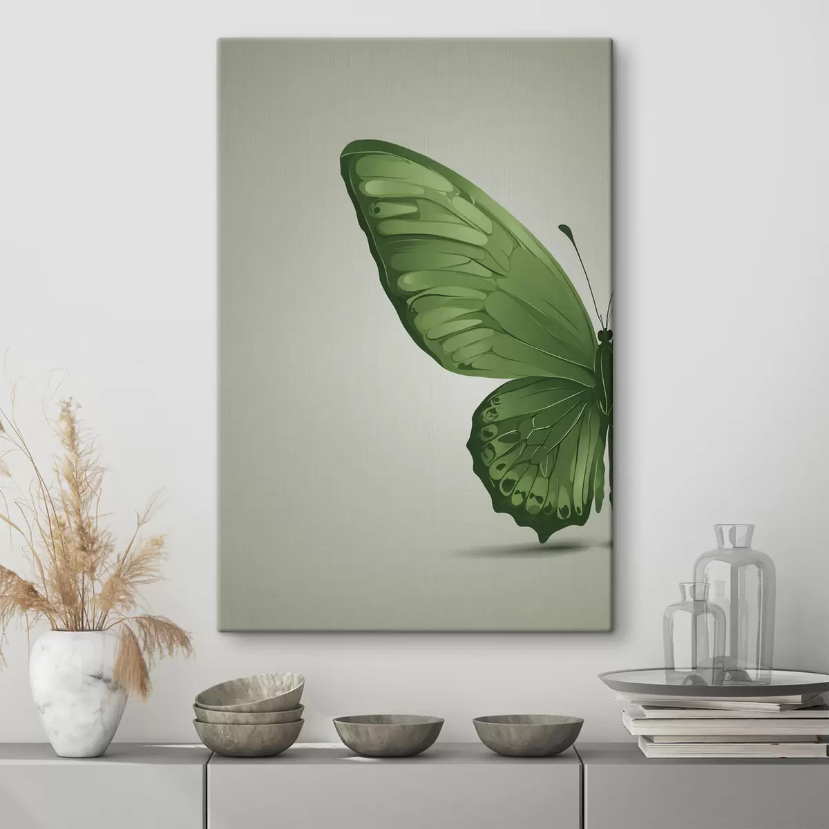 Pilt Rohelise liblika vasak tiib valgel taustal s40062