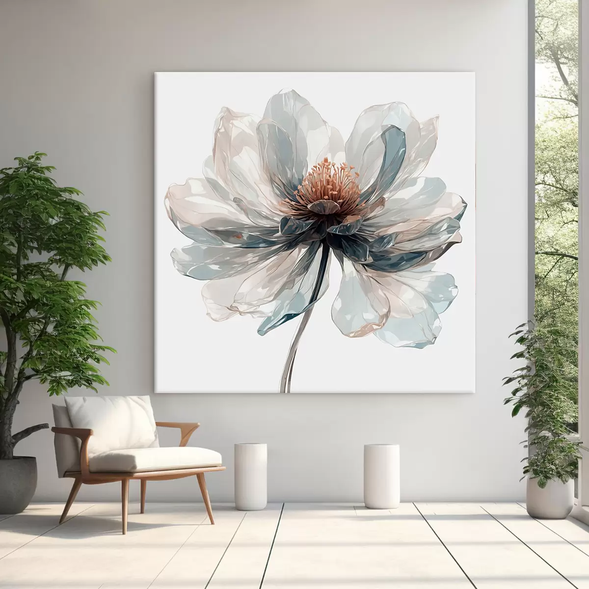 Pilt Läbipaistev sinine lill valgel taustal s40067