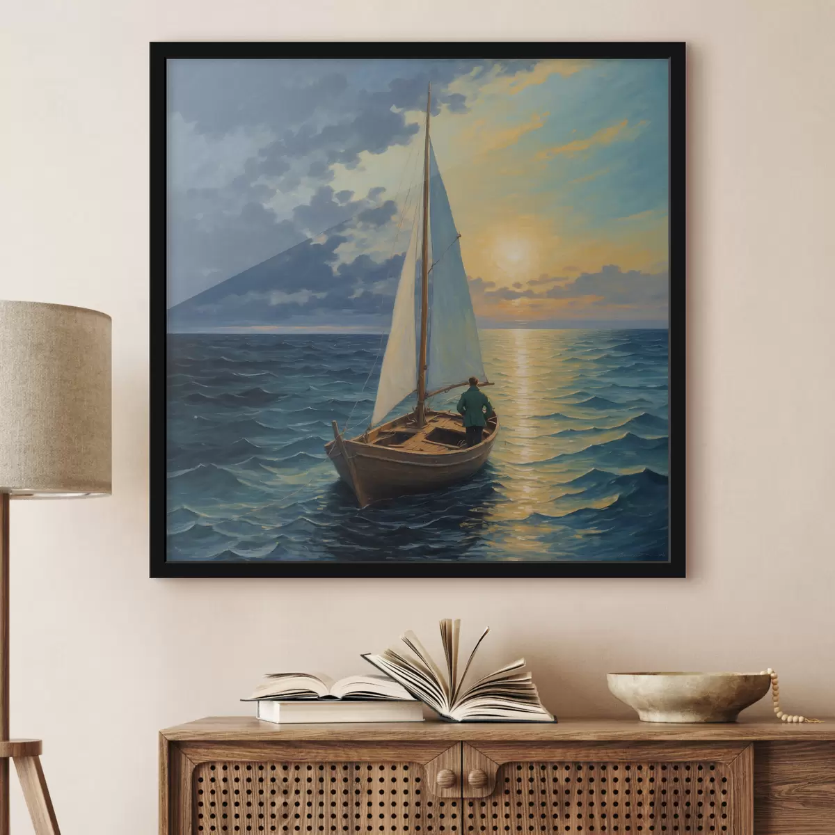 Plakat Mees triivib merel paadiga f40053