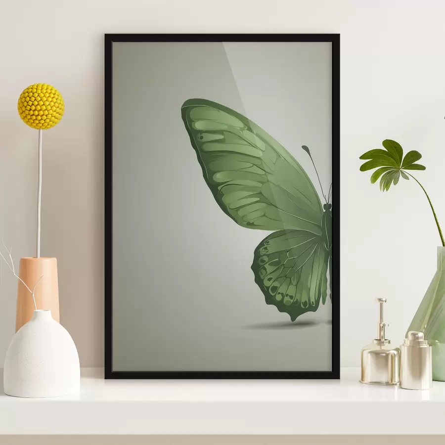 Fototapeedid Rohelise liblika vasak tiib valgel taustal f40062