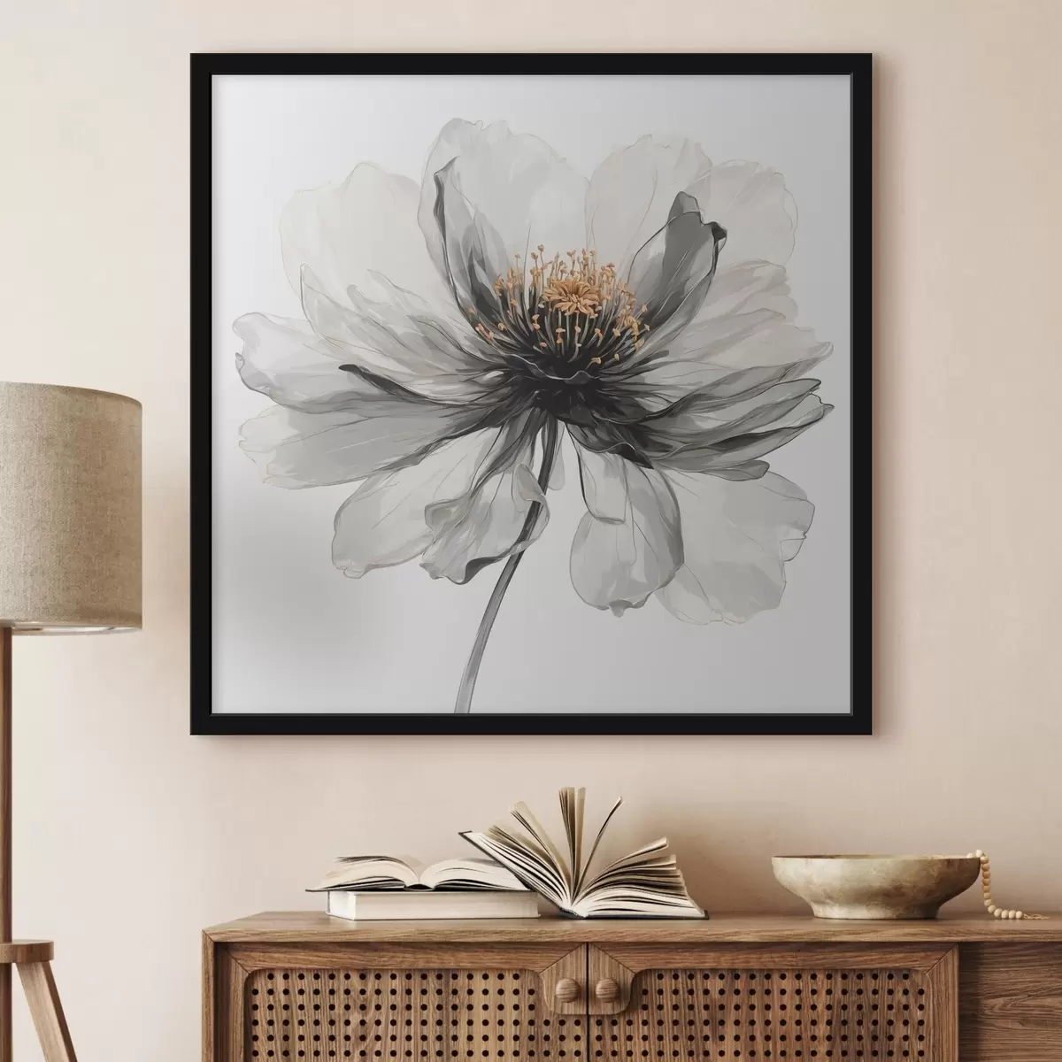 Plakat Läbipaistev must lill valgel taustal f40066