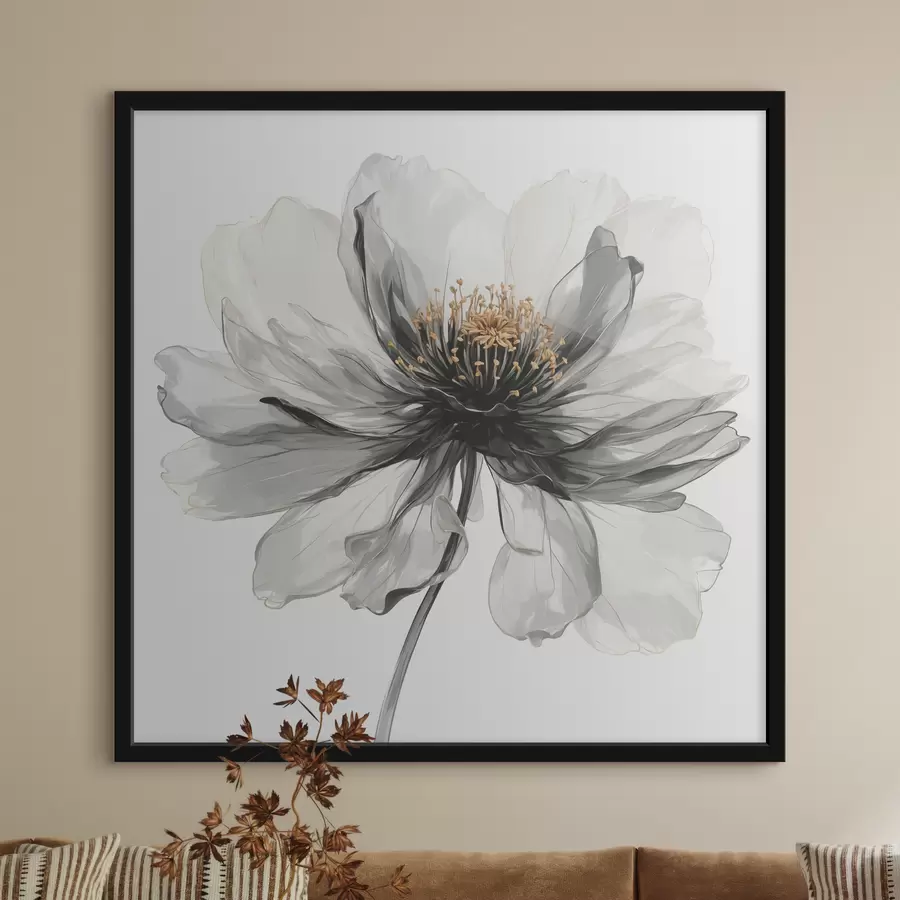 Fototapeedid Läbipaistev must lill valgel taustal f40066