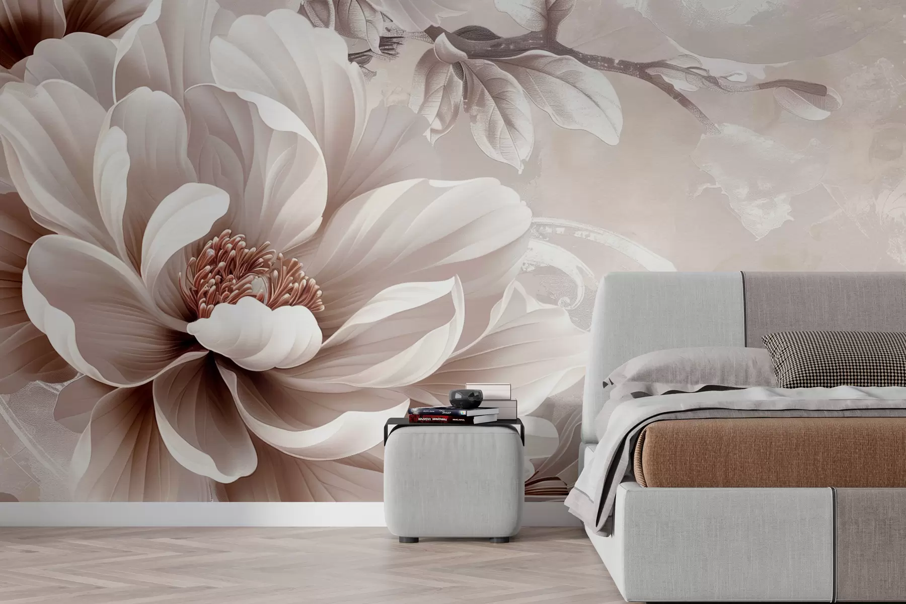 Fototapeedid Suur tolmune roosa lill grunge seinal w08181v1