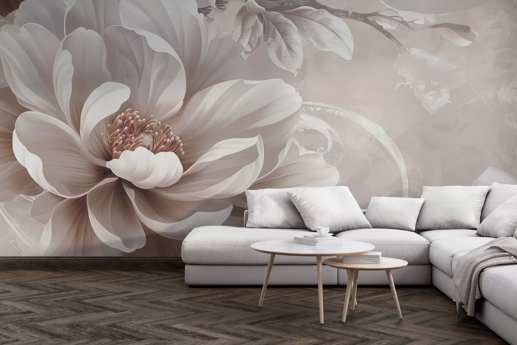 Fototapeedid Suur tolmune roosa lill grunge seinal w08181v1