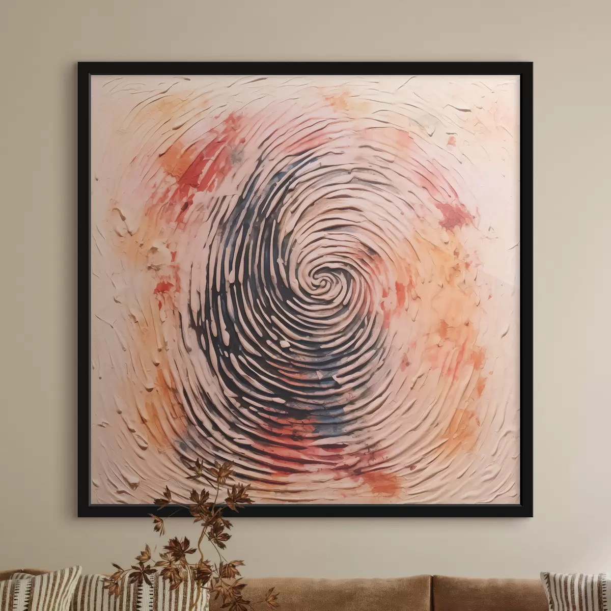 Plakat Sõrmejälg värviga, beež, punane, oranž, kollane, must f40105