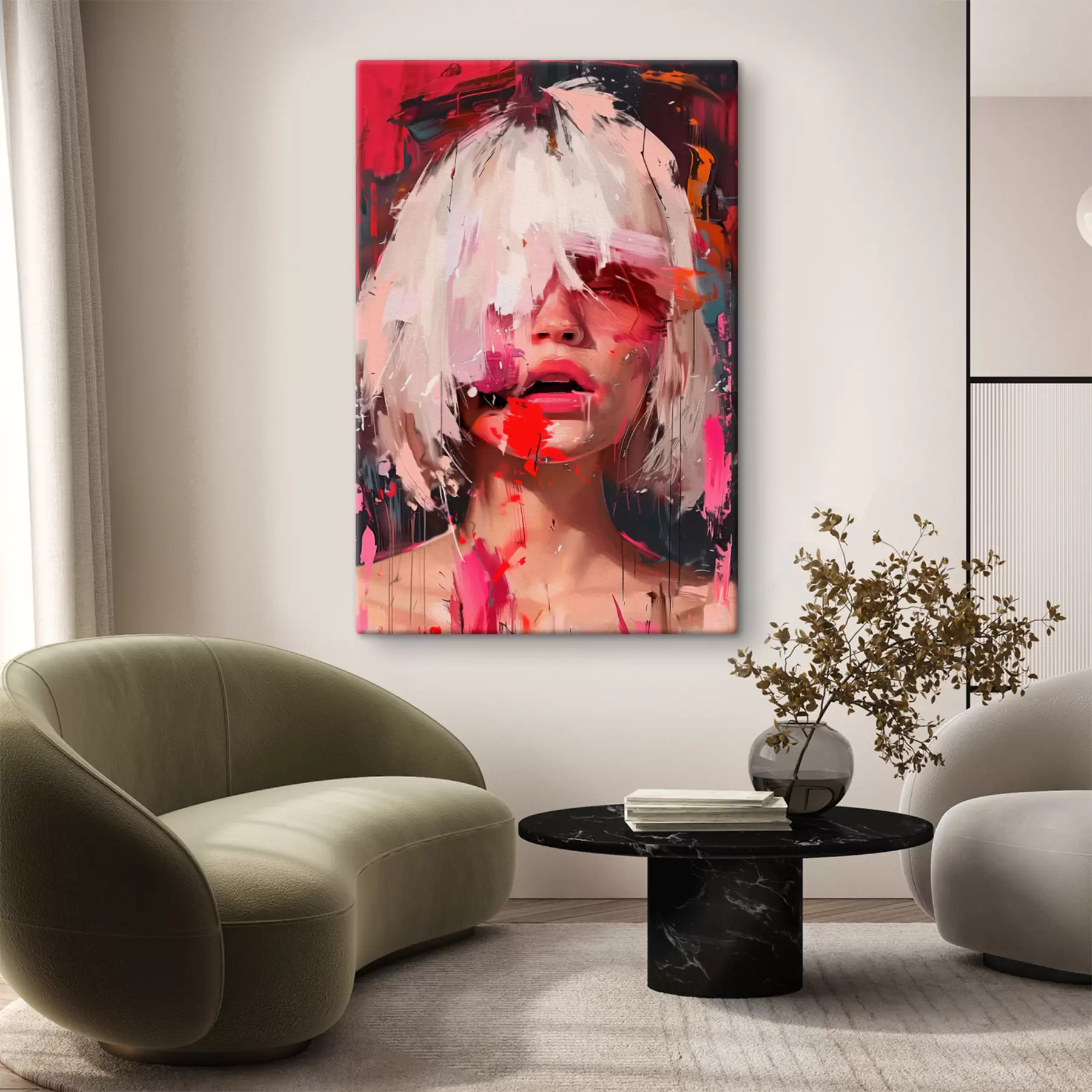 Fototapeedid Ruudukujulise bobi ja värvilise värviga blond tüdruk s40110