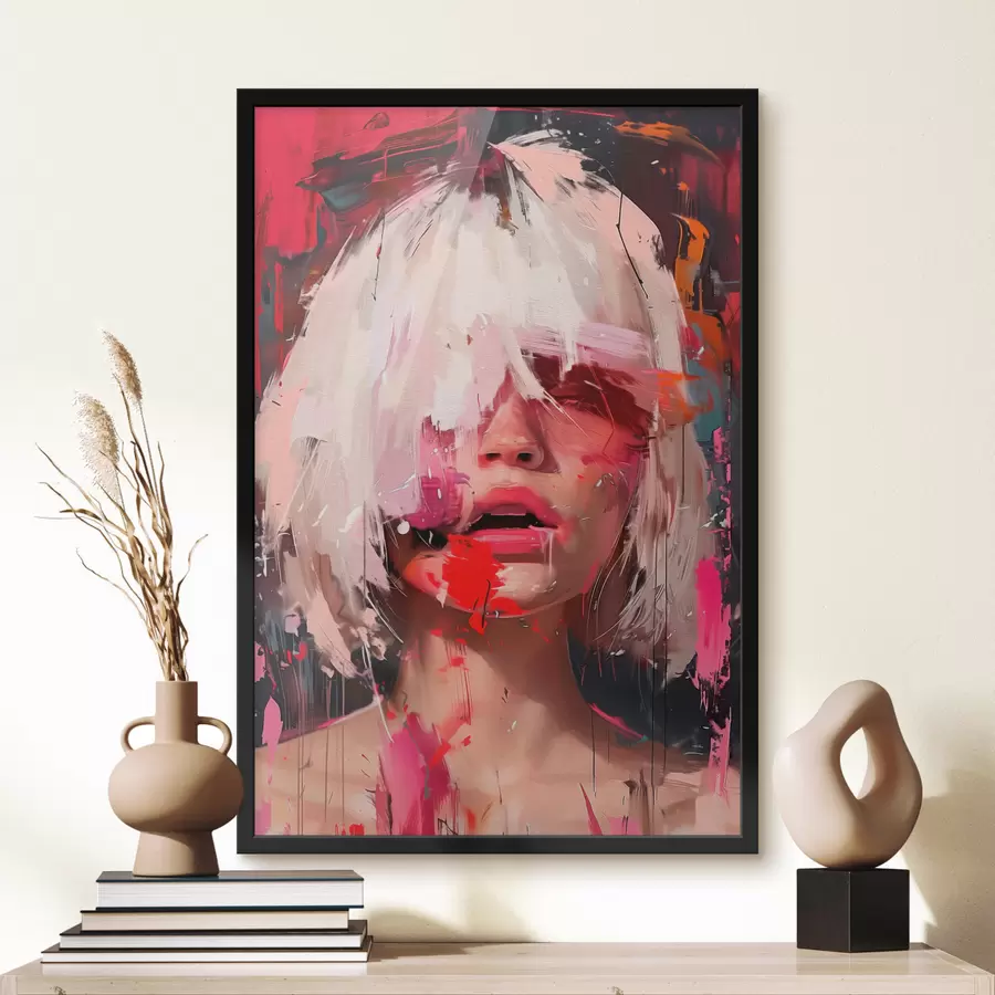 Fototapeedid Ruudukujulise bobi ja värvilise värviga blond tüdruk f40110