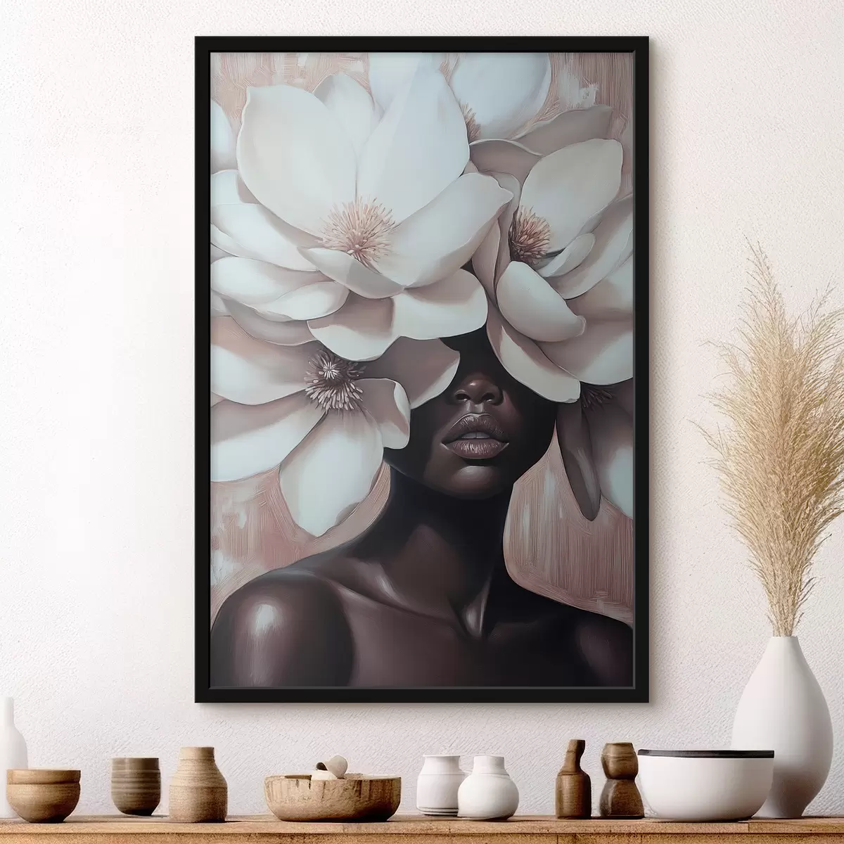 Plakat Naine lilledega peas f39899