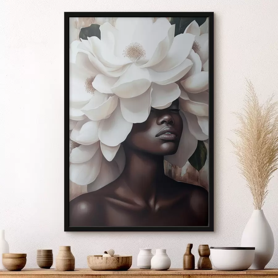 Fototapeedid Naine lilledega peas f40123