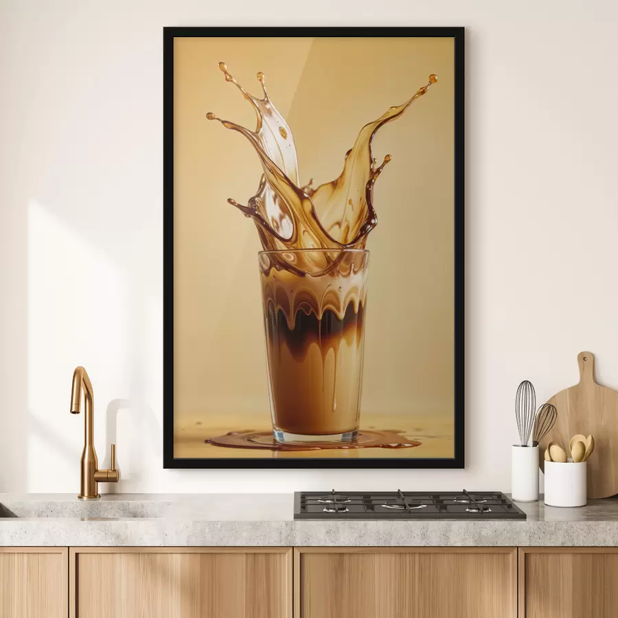 Fototapeedid Dramaatilise pritsmeefektiga kohviga täidetud klaas loob abstraktse ja dünaamilise visuaali f40165