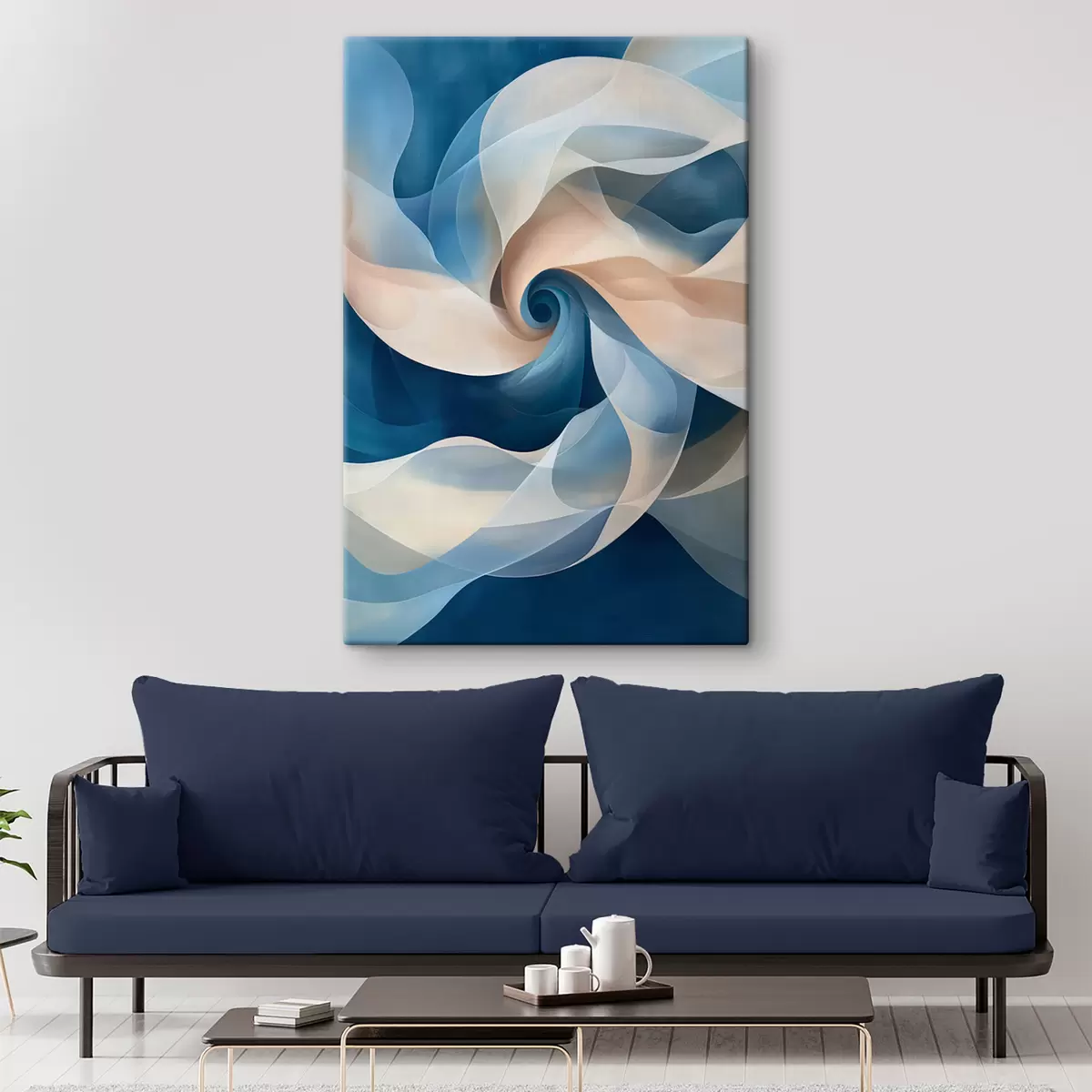 Pilt abstraktne vortex beež-sinine s40249