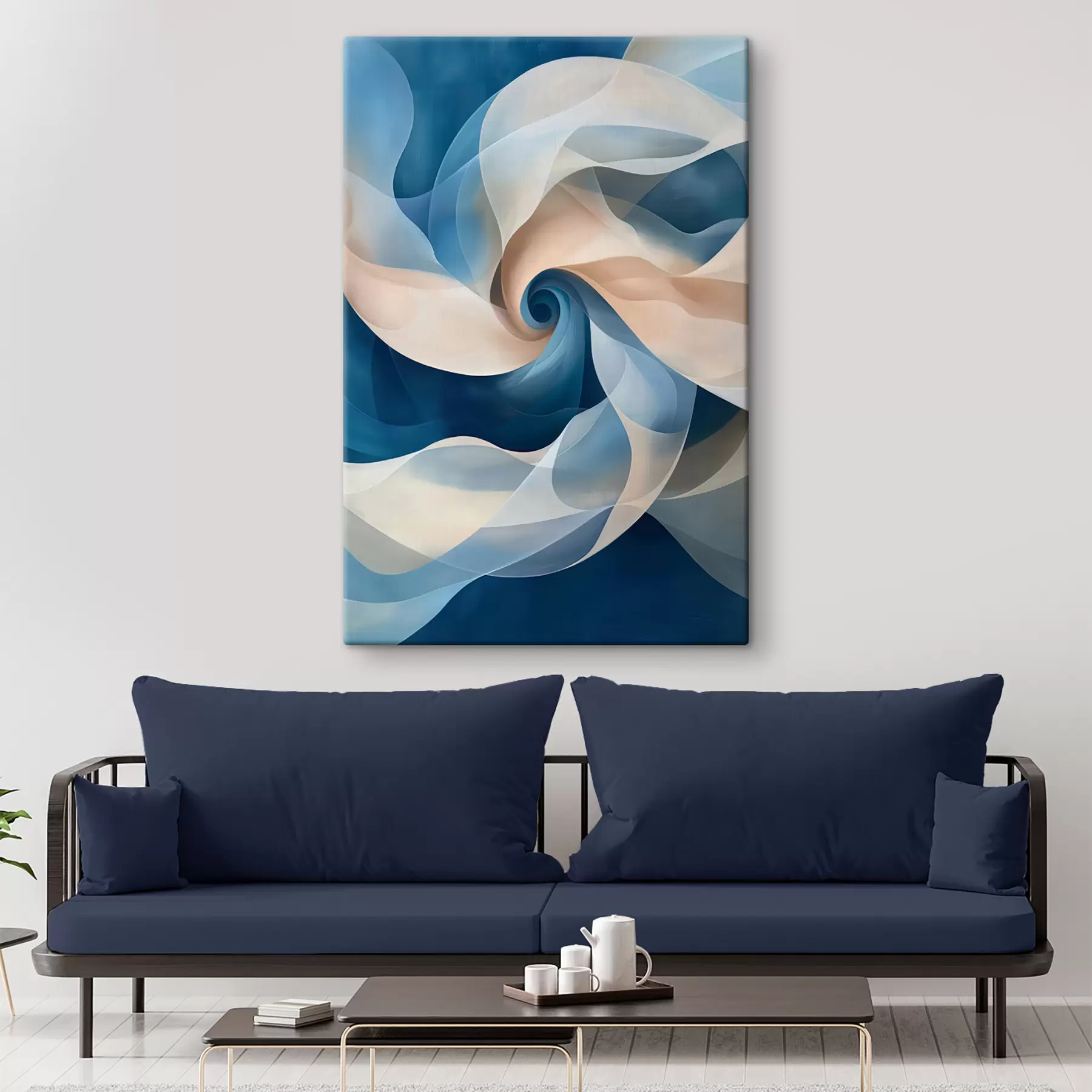 Pilt abstraktne vortex beež-sinine s40249