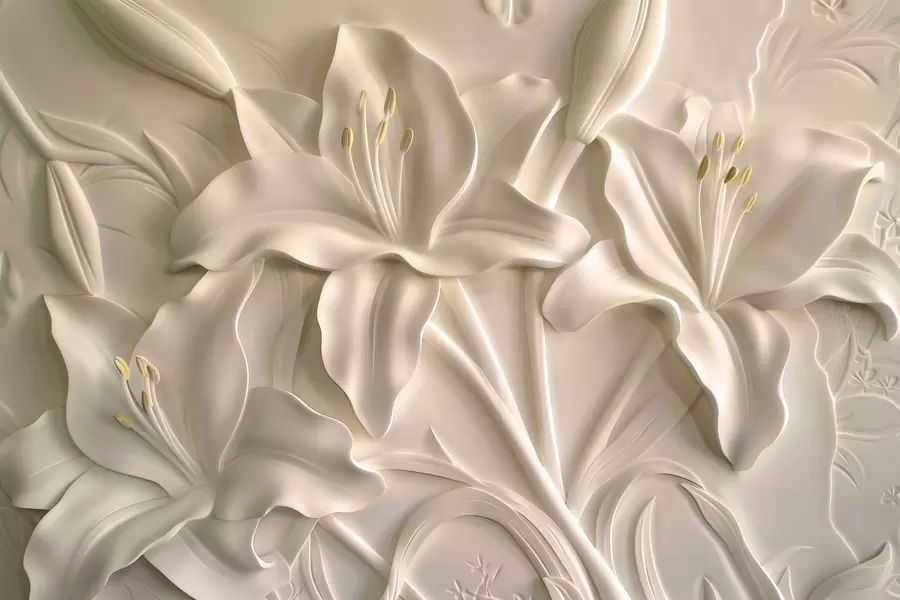 Fototapeedid Suurte beežide liiliate bareljeef w01434