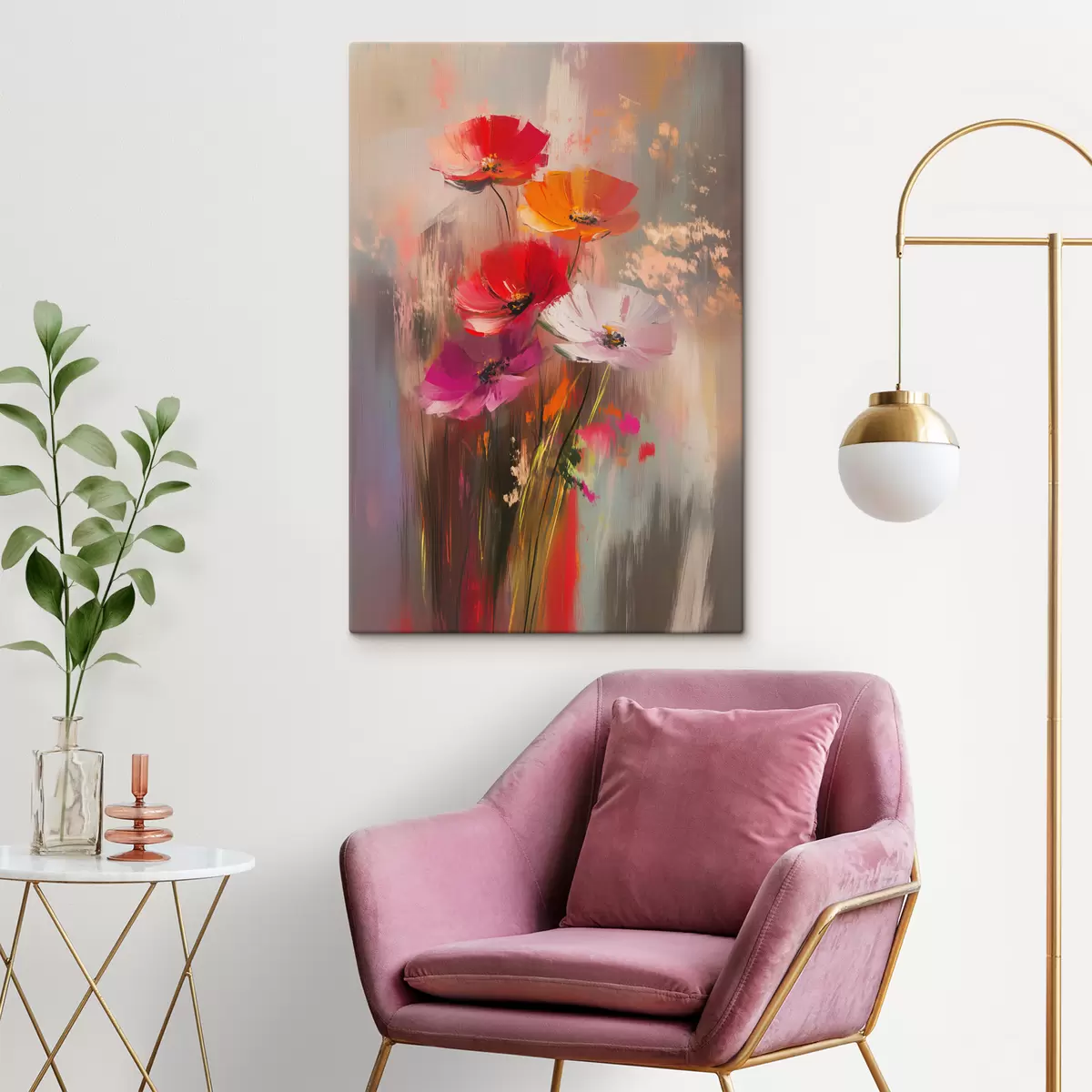 Pilt Abstraktsed heledad lilled pintslitõmmetega s40283