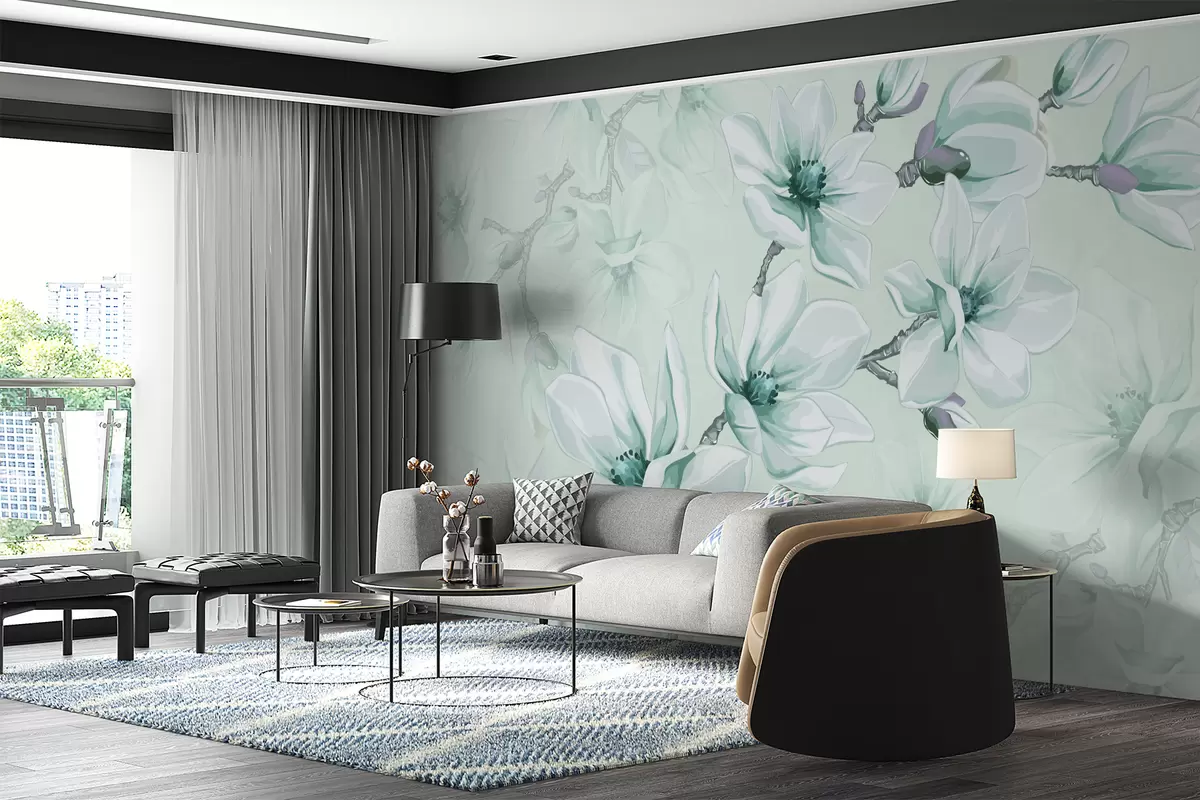 Fototapeedid õrn sinine magnoolia lähivõte w00982v2