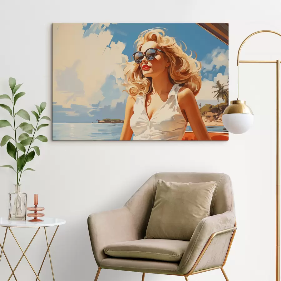 Pilt Blond tüdruk mere taustal illustratsioon s40321