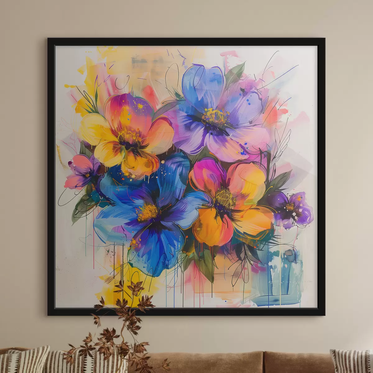 Plakat Lilled abstraktsel taustal f40373