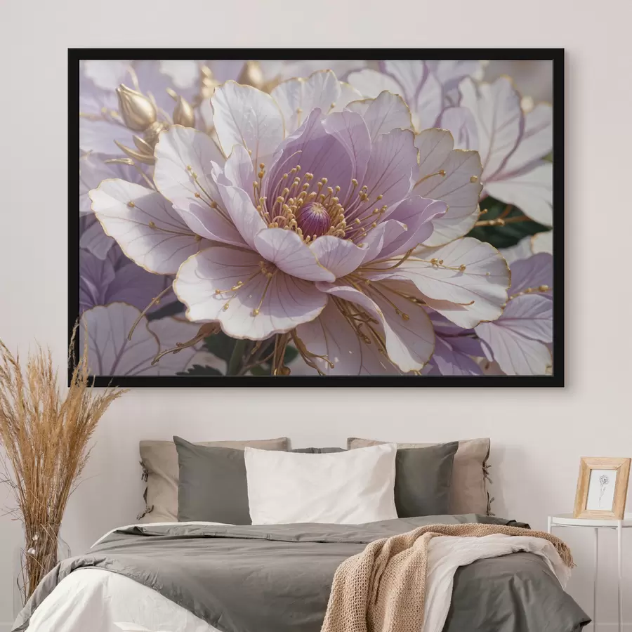 Fototapeedid Lähivõte suurest kahvaturoosast pojengiõiest, millel on õrnad kroonlehed ja erekollane keskosa f40384