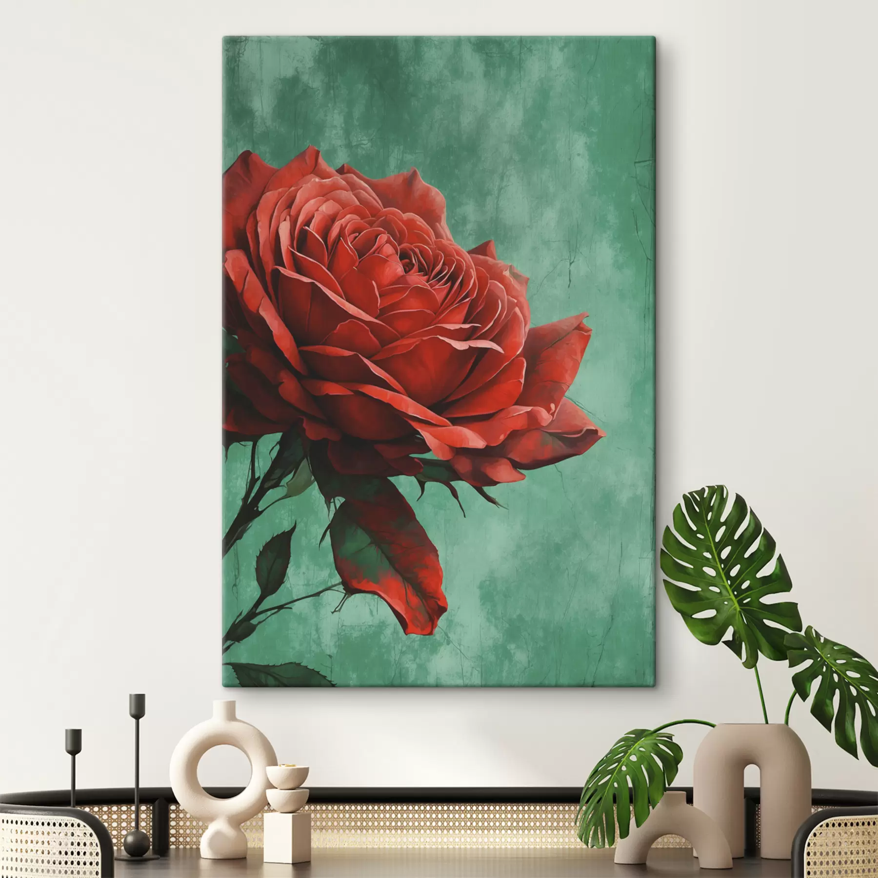 Fototapeedid Roos rohelisel taustal s40339