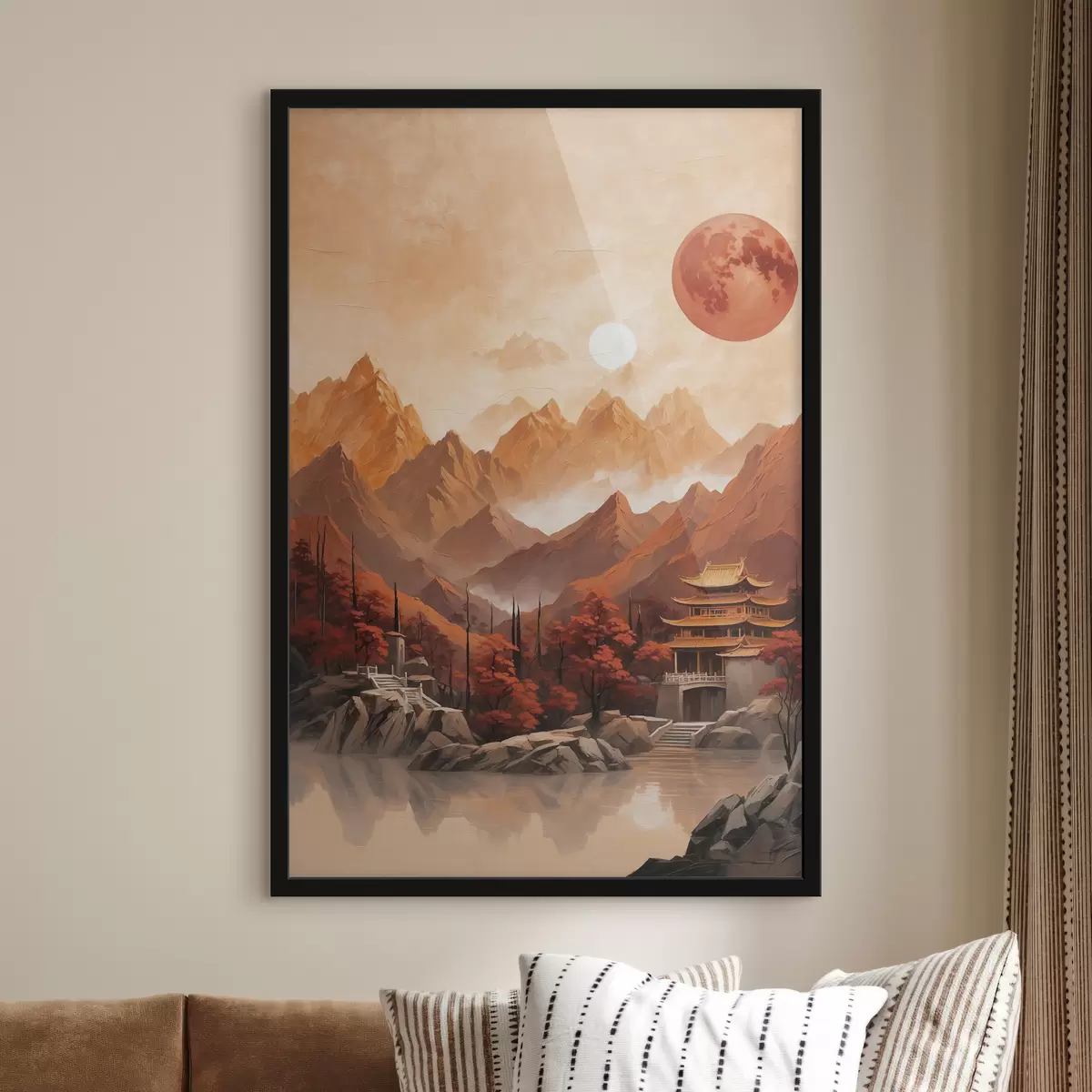 Plakat Hiina ajalooline hoone mägedes f40330