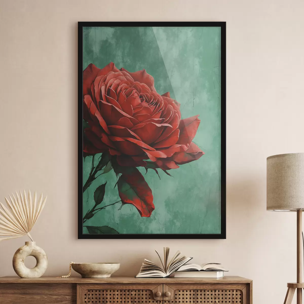 Plakat Roos rohelisel taustal f40339