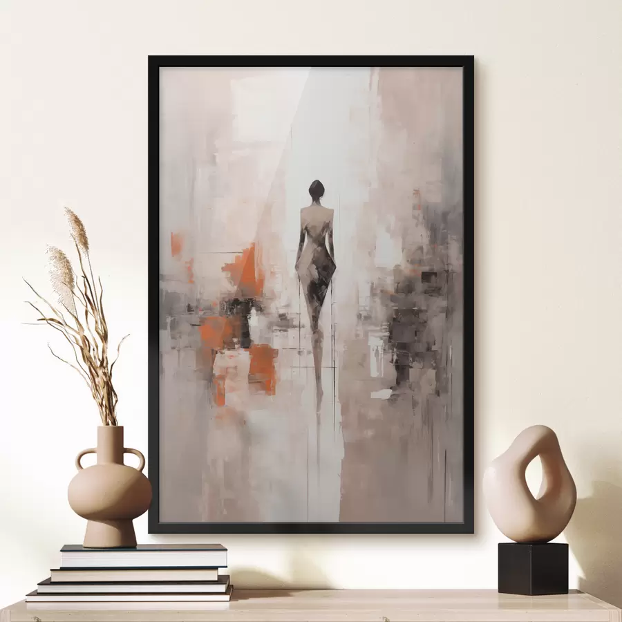 Fototapeedid Abstraktne naise siluett, marrastuste ja pintslitõmmete imitatsioon f40485