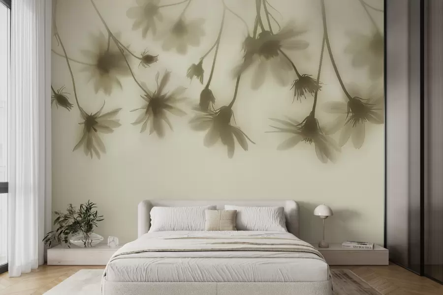 Fototapeedid Ülalt rippuvad õrnad lilled udus pastelsetes toonides w01469v1