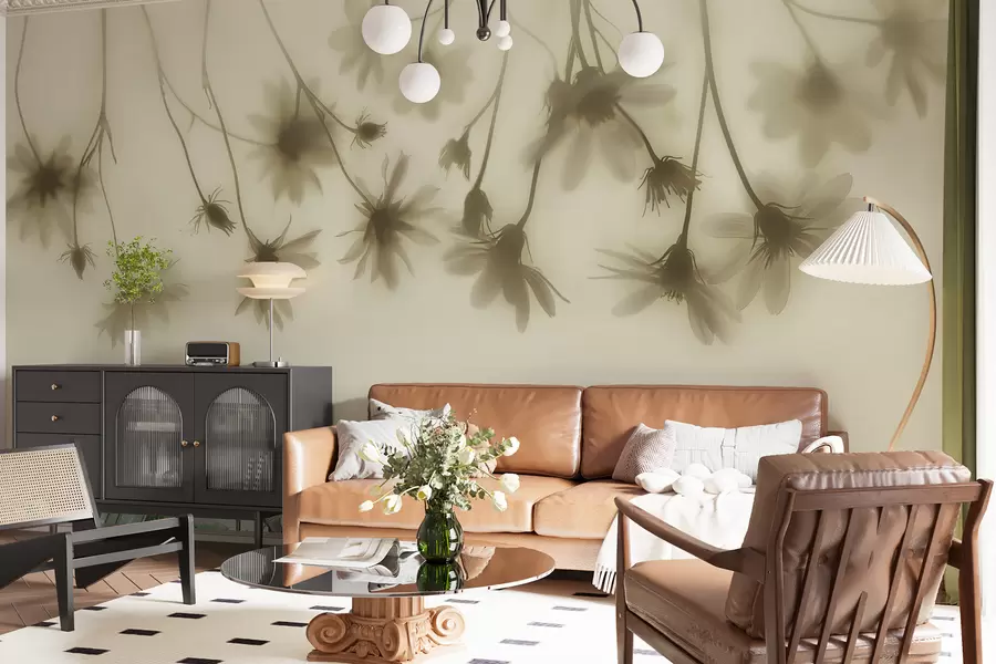 Fototapeedid Ülalt rippuvad õrnad lilled udus pastelsetes toonides w01469v1