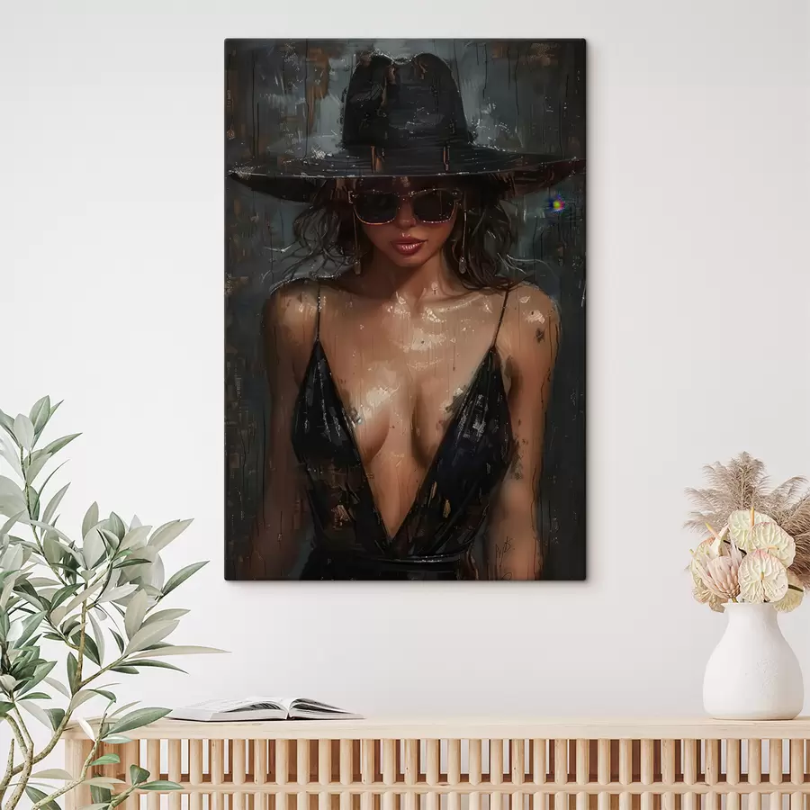 Pilt Tüdruk musta kleidi ja musta mütsiga s40441