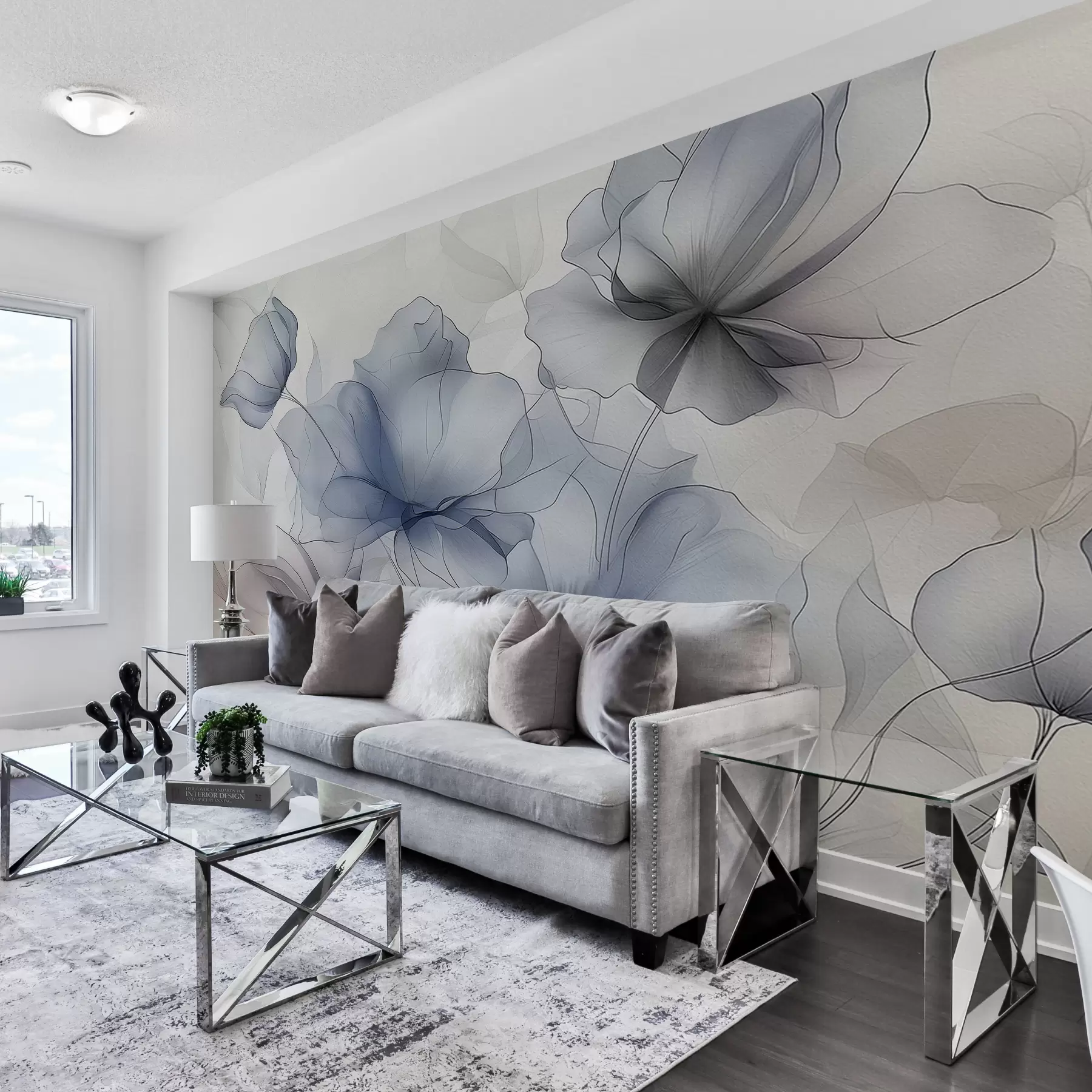 Pilt Abstraktsed lilled betoonseinal w01037