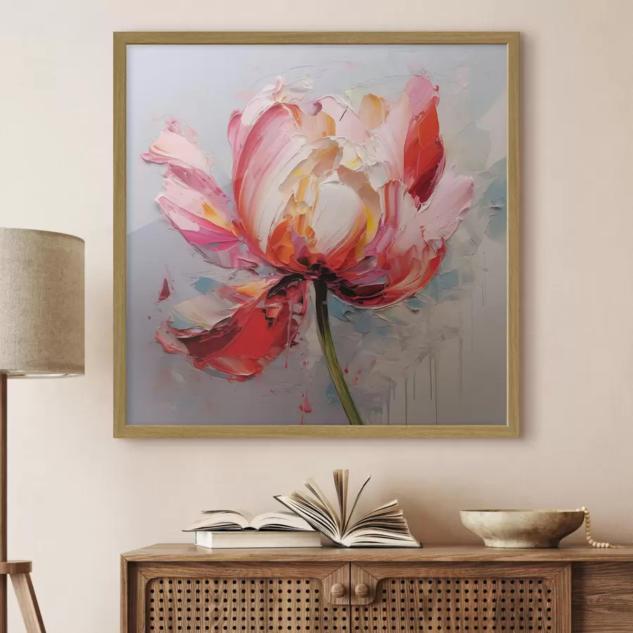 Fototapeedid Õitsev tulp, punane, roosa, hall värv f40519