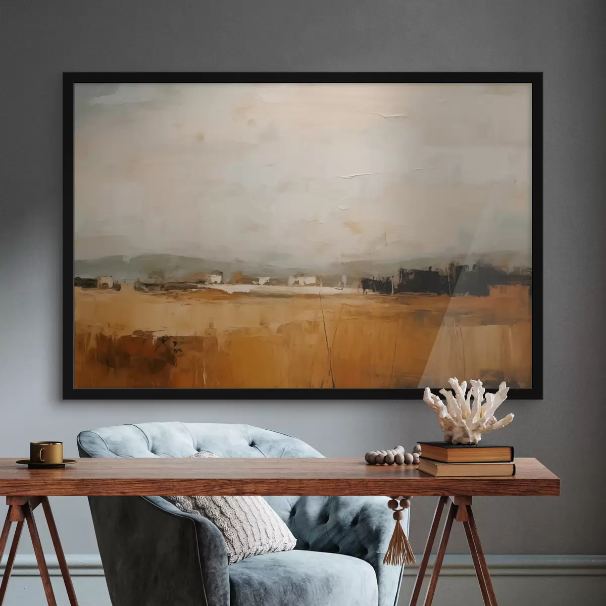 Plakat Abstraktne põllumaal, pintslitõmmete imitatsioon f40534