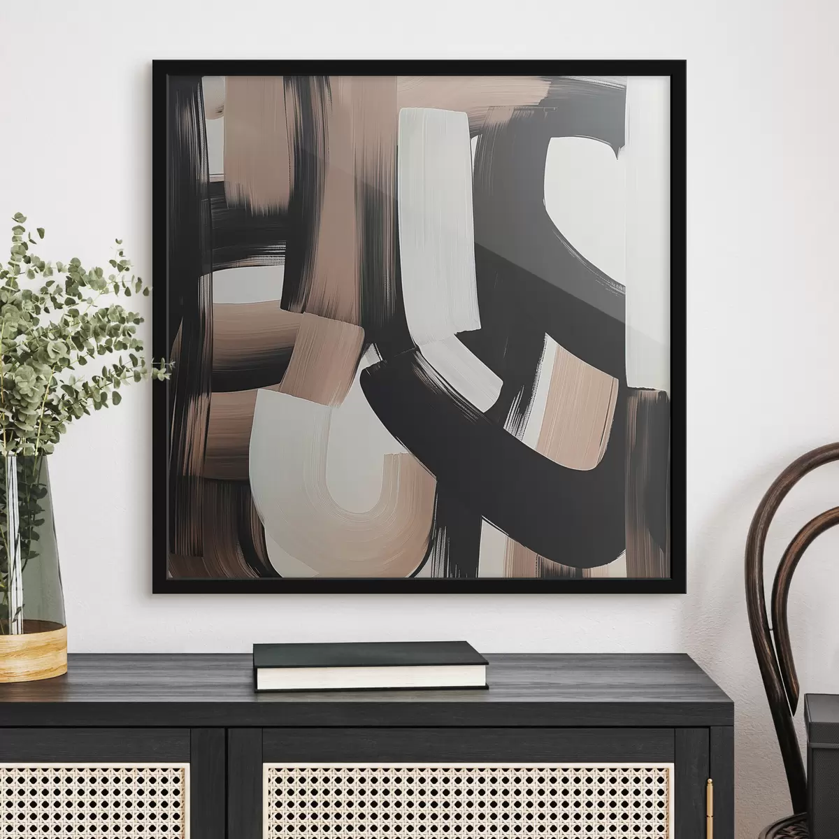 Plakat Abstraktne suurte tõmmetega maal f40581