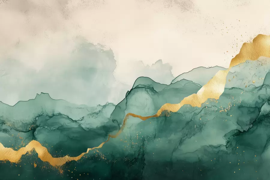 Fototapeedid Vintage smaragdroheline akvarellkompositsioon w01362v1