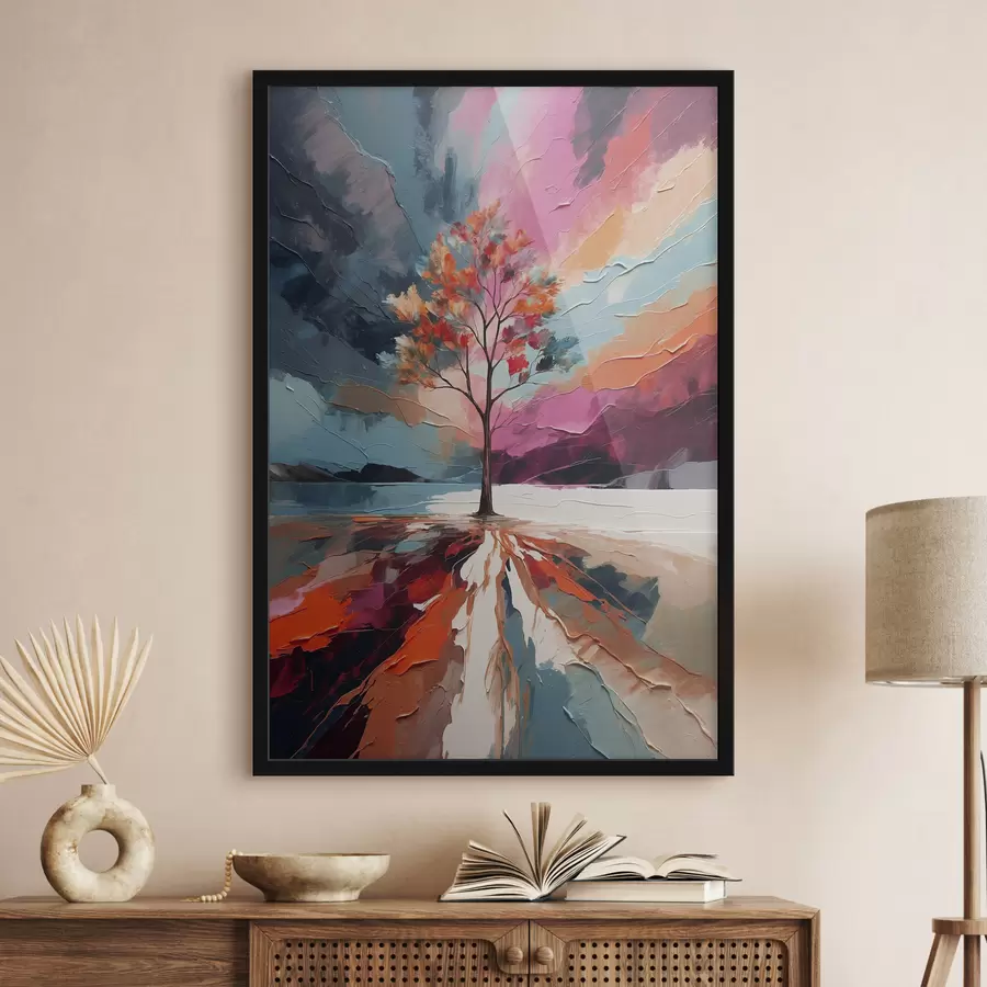 Fototapeedid Abstraktne akrüülmaal puuga f40461