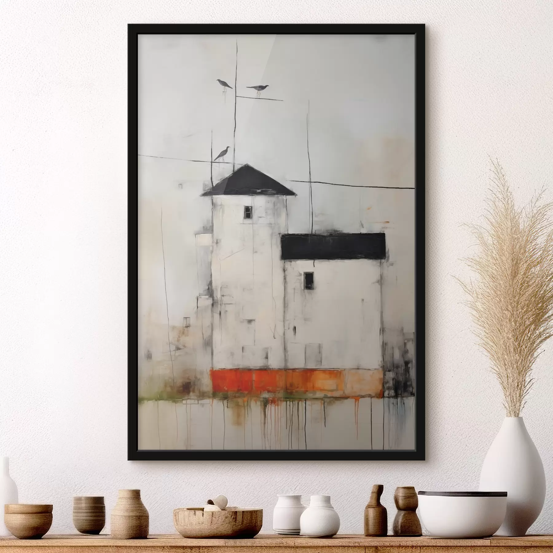 Fototapeedid Valged majad mustade katuste värvimine tekstuuri kriimustuste ja hõõrdumistega mustusest f40685