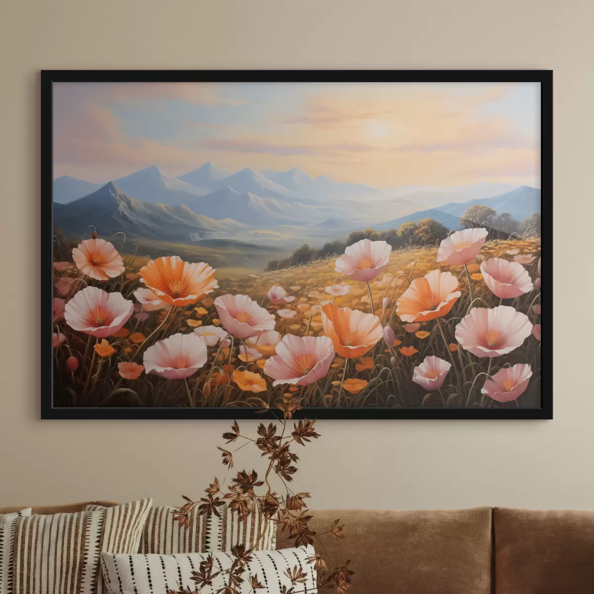 Plakat Unimagunipõld koidikul koos mägedega taustal f40730