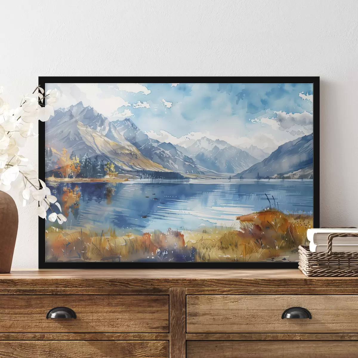 Plakat Akvarell mägede maastik, sügisvärvid f40308