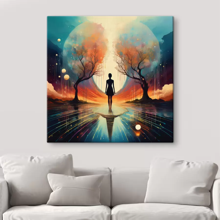 Pilt siluett puude vahel, eneseteadvus, eneserefleksioon s40713