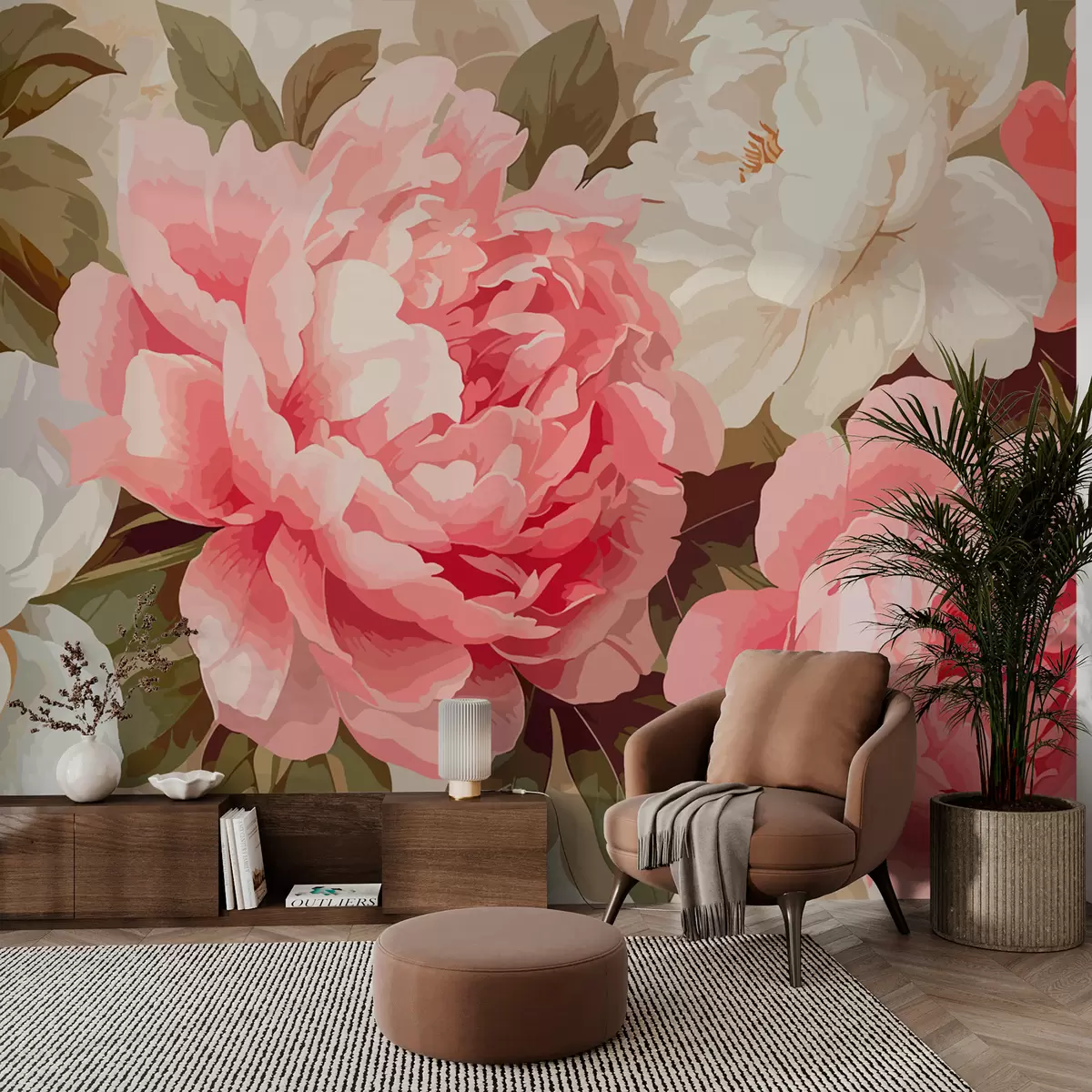 Fototapeedid Roosad ja valged pojengid w01064