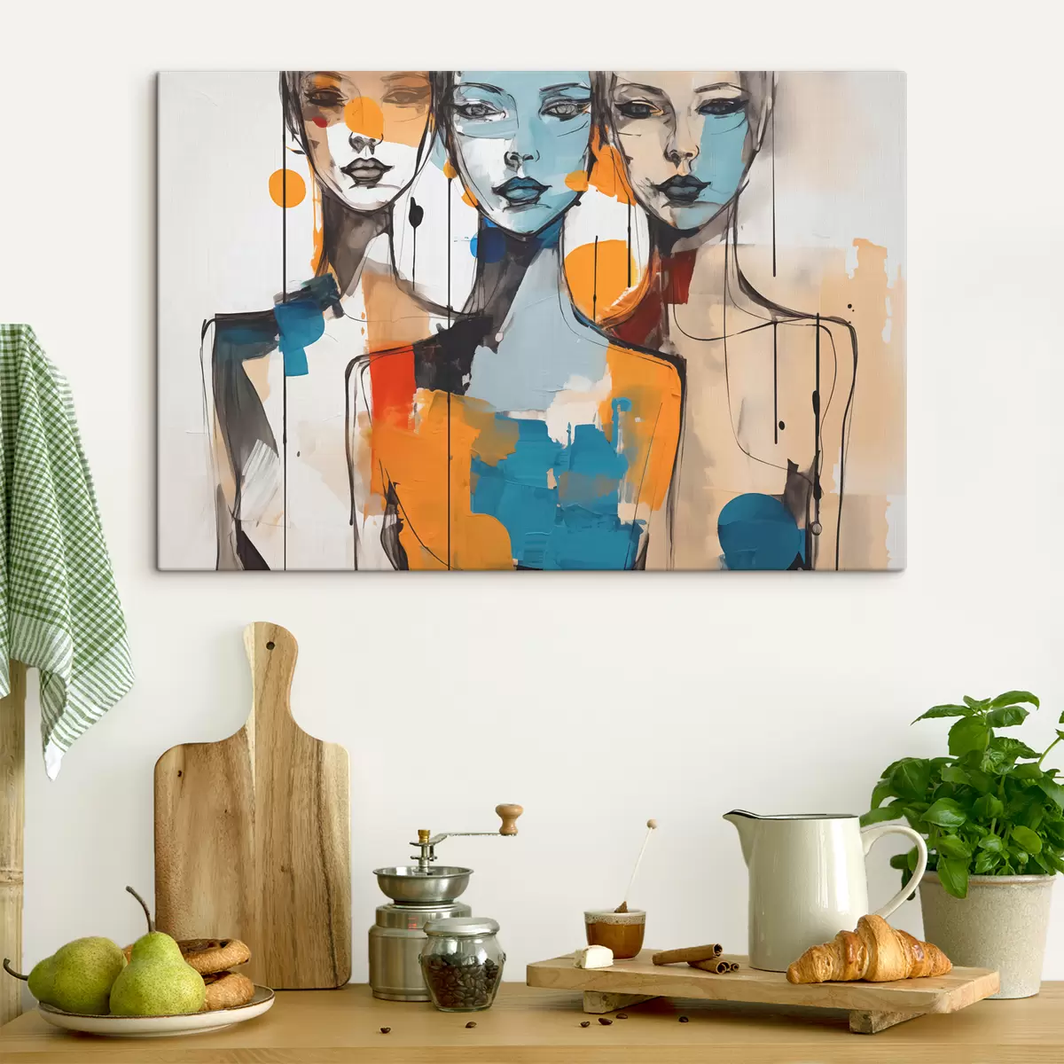 Pilt Abstraktsed portreed naistest akvarell värvilaikudega s40746