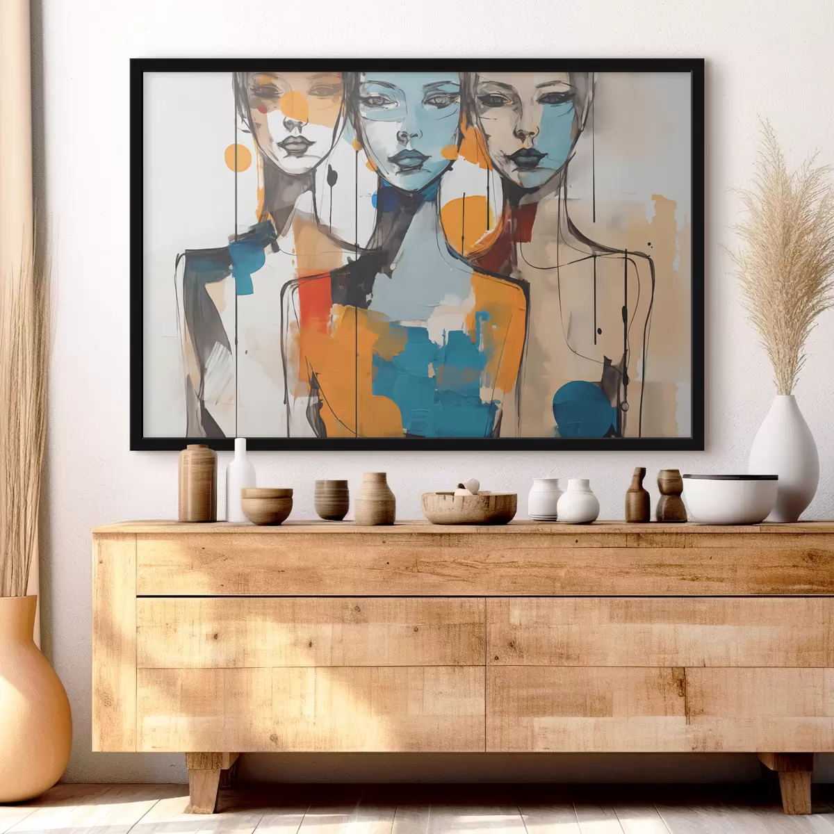 Plakat Abstraktsed portreed naistest akvarell värvilaikudega f40746