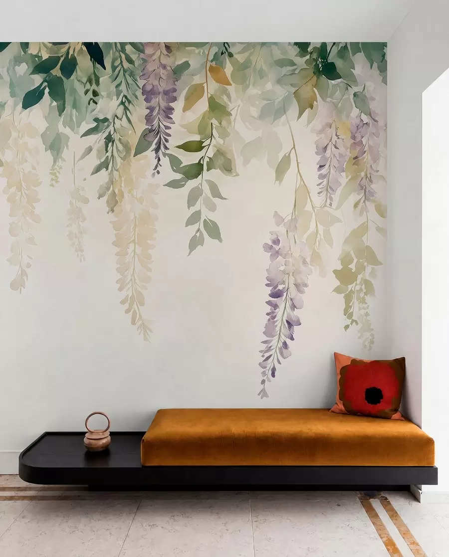 Fototapeedid Wisteria lilleornament, lilleline, akvarell, looduslikud värvid w01545